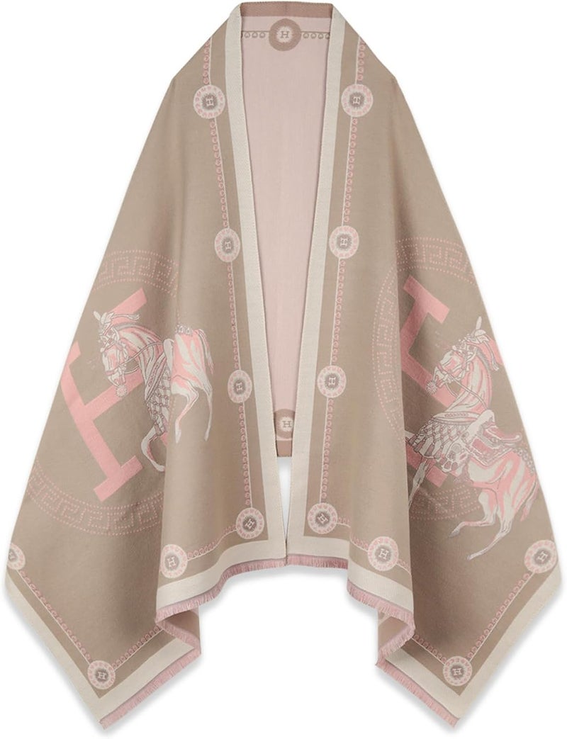 EXTREE Scarfs for Women Pashmina Silky Shawl Wrap for Evening Dressing Blanket Open Front Poncho Cape - Image 1